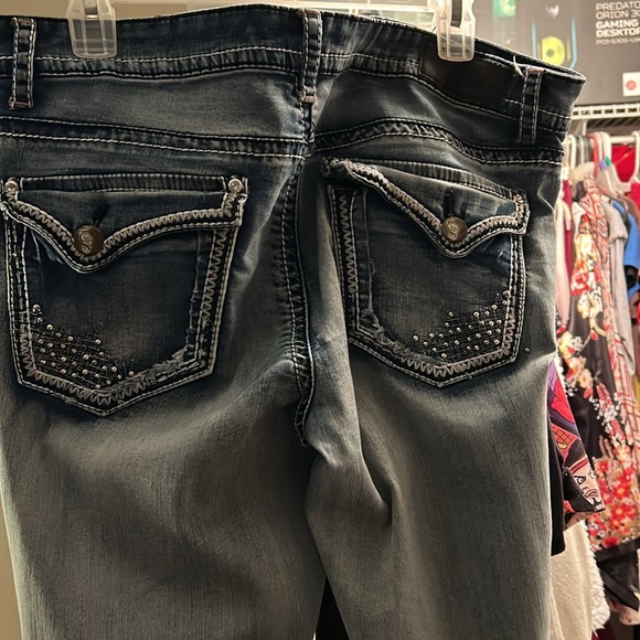 Twenty one black by rue 21 jeans with rhinestones on back pockets - Picture 2 of 2